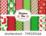 Set of 12 cute seamless Christmas Time patterns with traditional ornaments