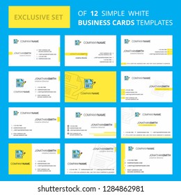Set of 12 CV Creative Busienss Card Template. Editable Creative logo and Visiting card background