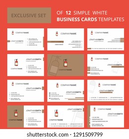 Set of 12 Cylinder  Creative Busienss Card Template. Editable Creative logo and Visiting card background
