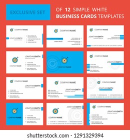 Set of 12 Dart  Creative Busienss Card Template. Editable Creative logo and Visiting card background