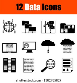 Set of 12 Data Icons. Fully editable vector illustration. Text expanded.