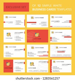 Set of 12 Database Creative Busienss Card Template. Editable Creative logo and Visiting card background