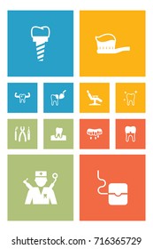 Set Of 12 Dentist Icons Set.Collection Of Gingivitis, Halitosis, Toothpaste And Other Elements.
