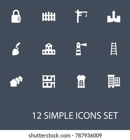 Set Of 12 Design Icons Set.Collection Of Modern, Domicile, Seamark And Other Elements.