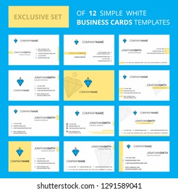 Set of 12 Diamond  Creative Busienss Card Template. Editable Creative logo and Visiting card background