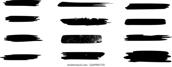 Set of 12 different brush strokes