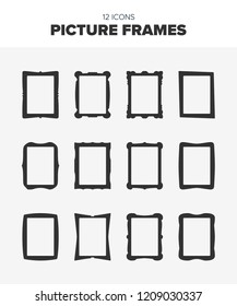 Set of 12 different picture frames. Great for inserting your own photos or illustrations. 