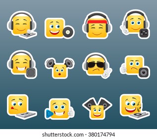 Set of 12 dj smile stickers