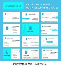 Set of 12 Document Creative Busienss Card Template. Editable Creative logo and Visiting card background