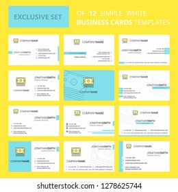 Set of 12 Dollar Creative Busienss Card Template. Editable Creative logo and Visiting card background