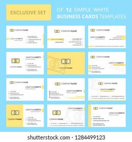 Set of 12 Dollar Creative Busienss Card Template. Editable Creative logo and Visiting card background