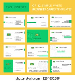 Set of 12 Dollar Creative Busienss Card Template. Editable Creative logo and Visiting card background
