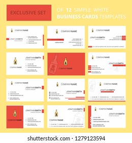 Set of 12 Drink bottle  Creative Busienss Card Template. Editable Creative logo and Visiting card background