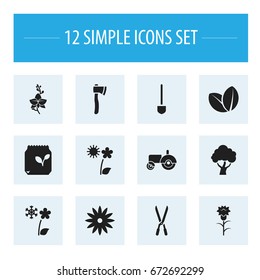 Set Of 12 Editable Agriculture Icons. Includes Symbols Such As South, Frosts, Grains And More. Can Be Used For Web, Mobile, UI And Infographic Design.