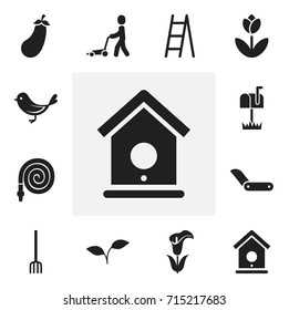 Set Of 12 Editable Agriculture Icons. Includes Symbols Such As Aubergine, Clasp Knife, Mailbox And More. Can Be Used For Web, Mobile, UI And Infographic Design.