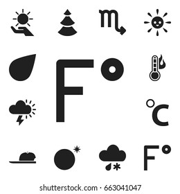 Set Of 12 Editable Air Icons. Includes Symbols Such As Evergreen, Fahrenheit, Hat And More. Can Be Used For Web, Mobile, UI And Infographic Design.