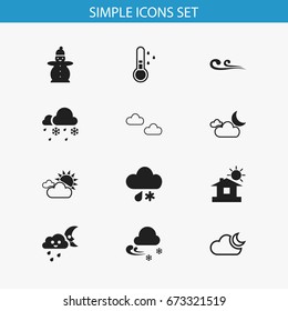 Set Of 12 Editable Air Icons. Includes Symbols Such As Frigid, Frostiness, Breeze And More. Can Be Used For Web, Mobile, UI And Infographic Design.
