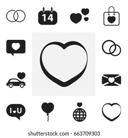 Set Of 12 Editable Amour Icons. Includes Symbols Such As Engagement, Love Message, Car And More. Can Be Used For Web, Mobile, UI And Infographic Design.