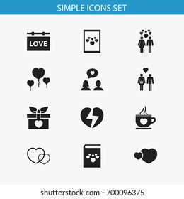 Set Of 12 Editable Amour Icons. Includes Symbols Such As Decoration, Matrimony, Divorce And More. Can Be Used For Web, Mobile, UI And Infographic Design.