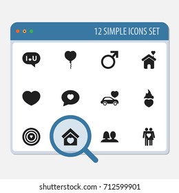 Set Of 12 Editable Amour Icons. Includes Symbols Such As Confession, Male Sign, Couple And More. Can Be Used For Web, Mobile, UI And Infographic Design.