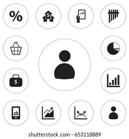 Set Of 12 Editable Analytics Icons. Includes Symbols Such As Banking House, Smartphone, Statistic And More. Can Be Used For Web, Mobile, UI And Infographic Design.
