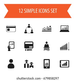 Set Of 12 Editable Analytics Icons. Includes Symbols Such As Bar Chart, Growth, Architecture And More. Can Be Used For Web, Mobile, UI And Infographic Design.