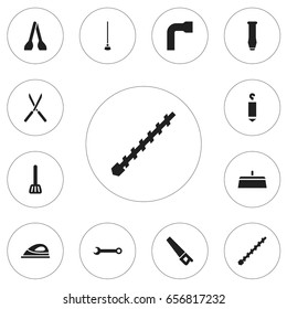 Set Of 12 Editable Apparatus Icons. Includes Symbols Such As Bore, Bore, Spanner And More. Can Be Used For Web, Mobile, UI And Infographic Design.