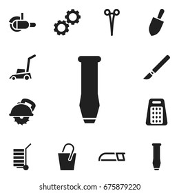Set Of 12 Editable Apparatus Icons. Includes Symbols Such As Handle , Shredder, Medical Instrument. Can Be Used For Web, Mobile, UI And Infographic Design.
