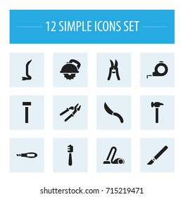 Set Of 12 Editable Apparatus Icons. Includes Symbols Such As Medical Instrument, Honey Stick, Build Fastener And More. Can Be Used For Web, Mobile, UI And Infographic Design.
