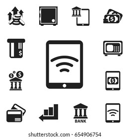 Set Of 12 Editable Banking Icons. Includes Symbols Such As Safe, Line Chart, Wireless Connection And More. Can Be Used For Web, Mobile, UI And Infographic Design.