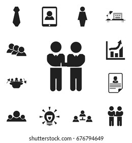 Set Of 12 Editable Business Icons. Includes Symbols Such As Statistics, Job Woman, Cv And More. Can Be Used For Web, Mobile, UI And Infographic Design.
