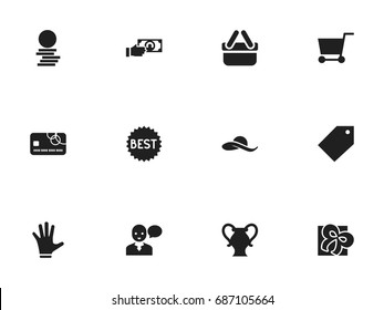 Set Of 12 Editable Business Icons. Includes Symbols Such As Payment , Ribbon, Hatband. Can Be Used For Web, Mobile, UI And Infographic Design.