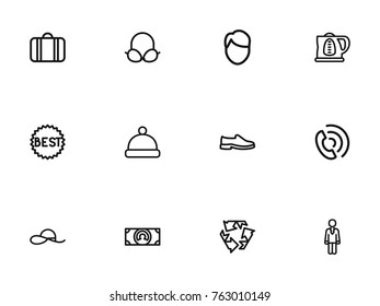 Set Of 12 Editable Business Outline Icons. Includes Symbols Such As Men Face, Call, Portfolio And More. Can Be Used For Web, Mobile, UI And Infographic Design.