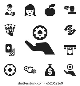 Set Of 12 Editable Casino Icons. Includes Symbols Such As Apple, Swap, Security And More. Can Be Used For Web, Mobile, UI And Infographic Design.
