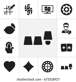 Set Of 12 Editable Casino Icons. Includes Symbols Such As Puzzle, Casino Chip, Fortune And More. Can Be Used For Web, Mobile, UI And Infographic Design.
