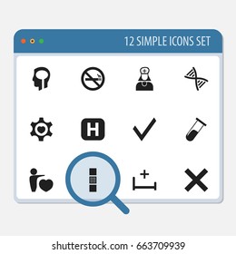 Set Of 12 Editable Clinic Icons. Includes Symbols Such As Hospital Assistant, Genome, Mark And More. Can Be Used For Web, Mobile, UI And Infographic Design.