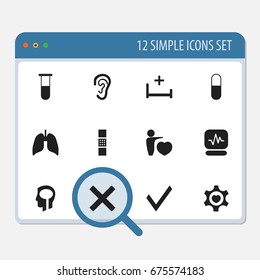 Set Of 12 Editable Clinic Icons. Includes Symbols Such As Listen, Clinic Room, Analysis Container And More. Can Be Used For Web, Mobile, UI And Infographic Design.