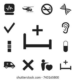 Set Of 12 Editable Clinic Icons. Includes Symbols Such As Human Love, Drug, Clinic Room And More. Can Be Used For Web, Mobile, UI And Infographic Design.