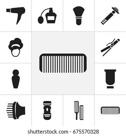 Set Of 12 Editable Coiffeur Icons. Includes Symbols Such As Hairdo, Foam, Blow Dryer And More. Can Be Used For Web, Mobile, UI And Infographic Design.