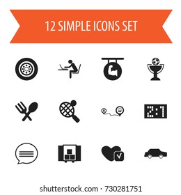 Set Of 12 Editable Complex Icons. Includes Symbols Such As Programmer, Delivery, Soul And More. Can Be Used For Web, Mobile, UI And Infographic Design.