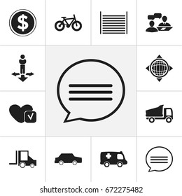 Set Of 12 Editable Complicated Icons. Includes Symbols Such As Camion, Car, Finding Solution And More. Can Be Used For Web, Mobile, UI And Infographic Design.