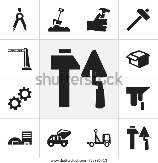 Set Of 12 Editable Construction\
Icons. Includes Symbols Such As Shovel, Delivery, Divider And More.\
Can Be Used For Web, Mobile, UI And Infographic\
Design.