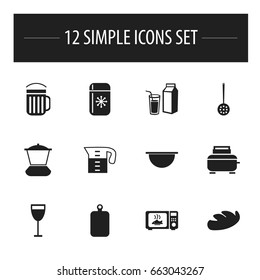 Set Of 12 Editable Cook Icons. Includes Symbols Such As Food, Ale, Mixer And More. Can Be Used For Web, Mobile, UI And Infographic Design.