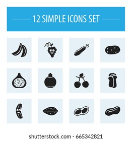 Set Of 12 Editable Cooking Icons. Includes Symbols Such As Tater, Pistachio, Cauliflower And More. Can Be Used For Web, Mobile, UI And Infographic Design.