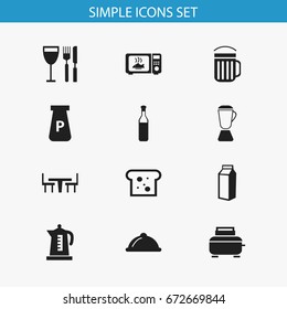 Set Of 12 Editable Cooking Icons. Includes Symbols Such As Tableware, Squeezer, Microwave And More. Can Be Used For Web, Mobile, UI And Infographic Design.