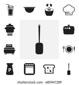 Set Of 12 Editable Cooking Icons. Includes Symbols Such As Drink, Powdered, Food And More. Can Be Used For Web, Mobile, UI And Infographic Design.