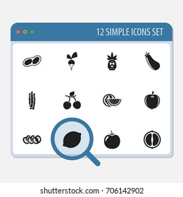 Set Of 12 Editable Cooking Icons. Includes Symbols Such As Turnip, Pistachio, Plum And More. Can Be Used For Web, Mobile, UI And Infographic Design.