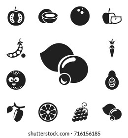 Set Of 12 Editable Cooking Icons. Includes Symbols Such As Coconut, Soybean, Smiling Ball And More. Can Be Used For Web, Mobile, UI And Infographic Design.