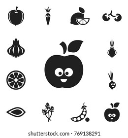 Set Of 12 Editable Cooking Icons. Includes Symbols Such As Plum, Lemon Piece, Amygdalaceous And More. Can Be Used For Web, Mobile, UI And Infographic Design.
