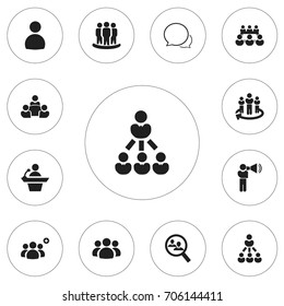Set Of 12 Editable Cooperation Icons. Includes Symbols Such As Team, Human Resouces, Talking Man And More. Can Be Used For Web, Mobile, UI And Infographic Design.